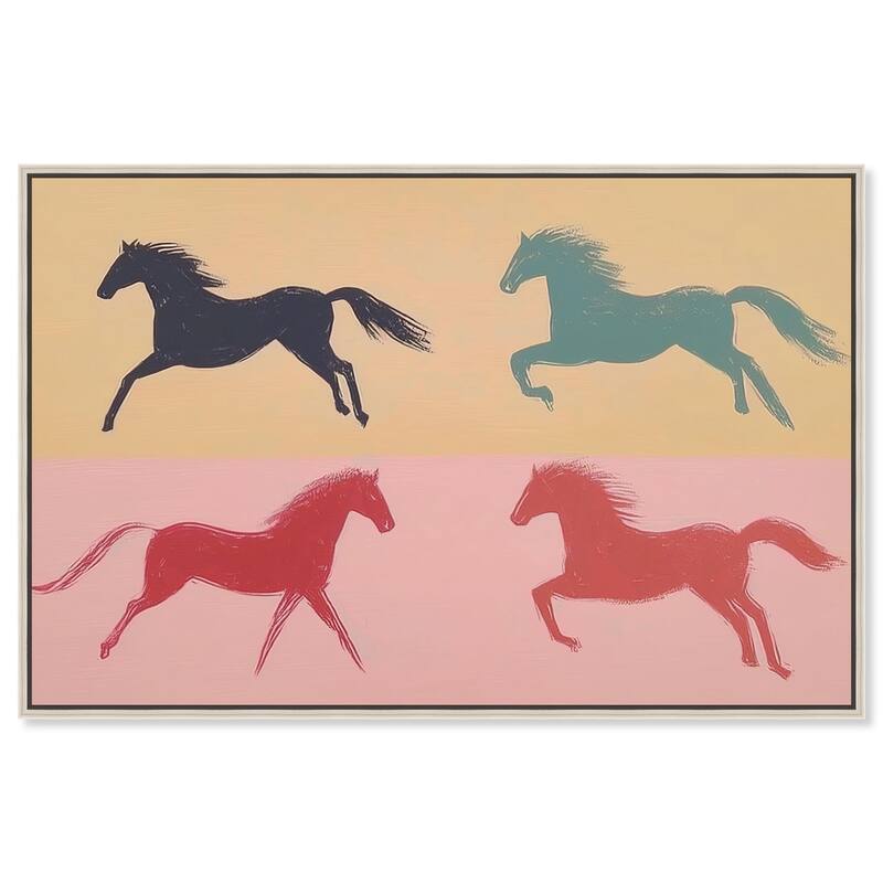 Galloping Quartet Canvas by Art Remedy - 45" x 30" - Silver