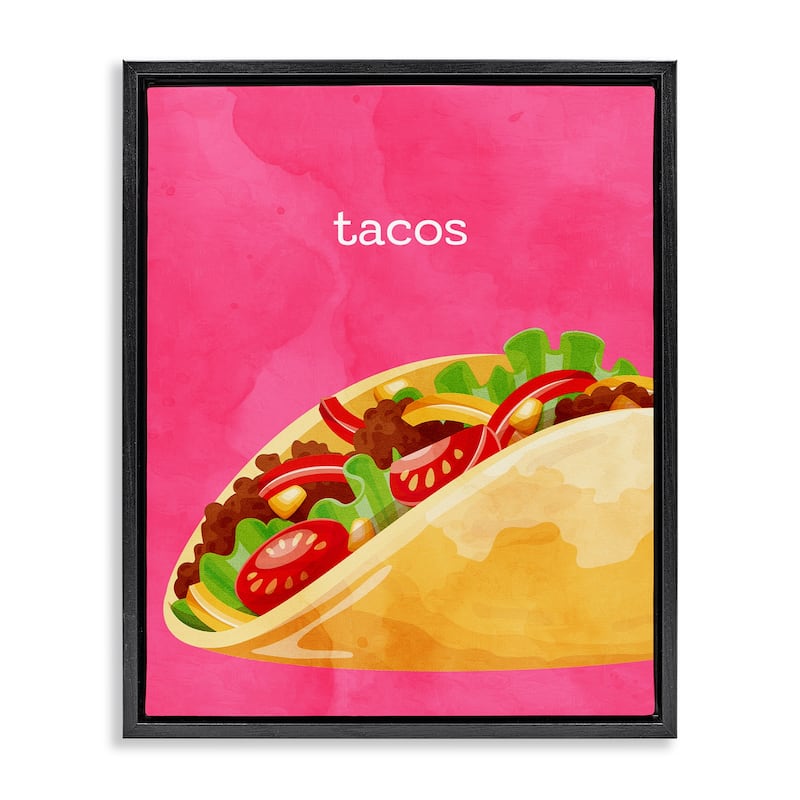 Stupell Tacos Mexican Cuisine Framed Floater Canvas Wall Art Design By Kim Allen - 25 x 31 - Black