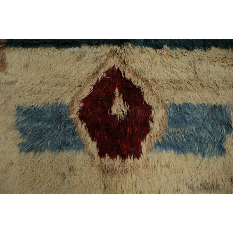 Hand Knotted Oriental 100% Wool Carpet Modern Tribal Beige & Ivories Moroccan Area Rug - 9' 4'' X 6' 9''