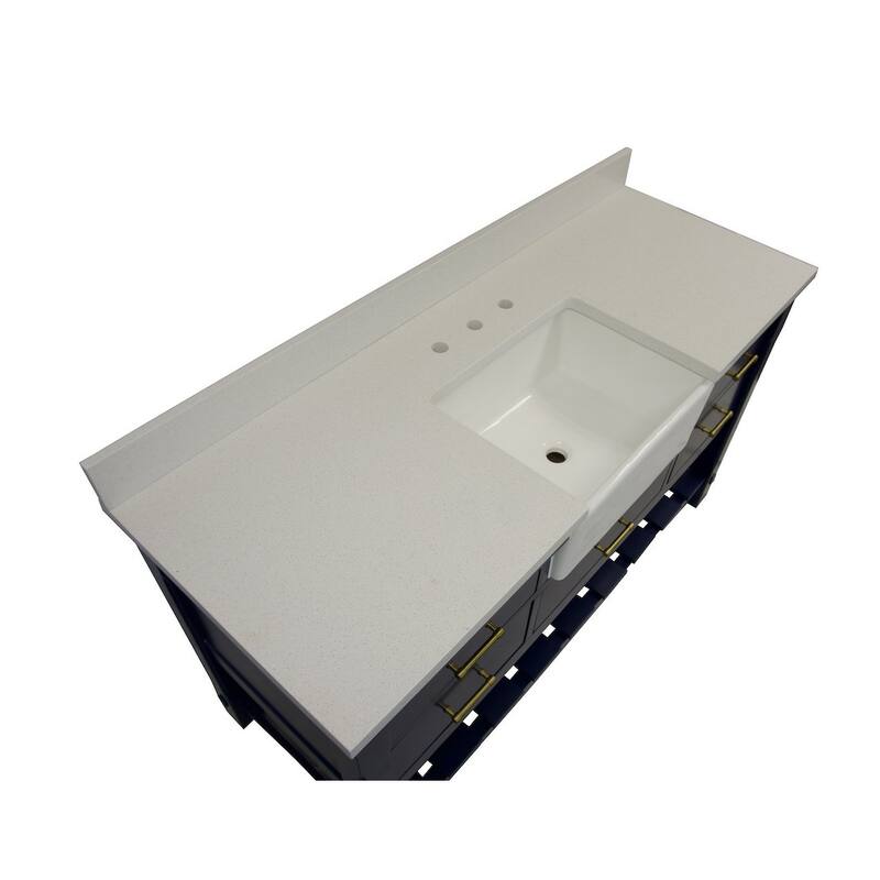 KitchenBathCollection Charlotte 60" Single Farmhouse Vanity with Quartz Top