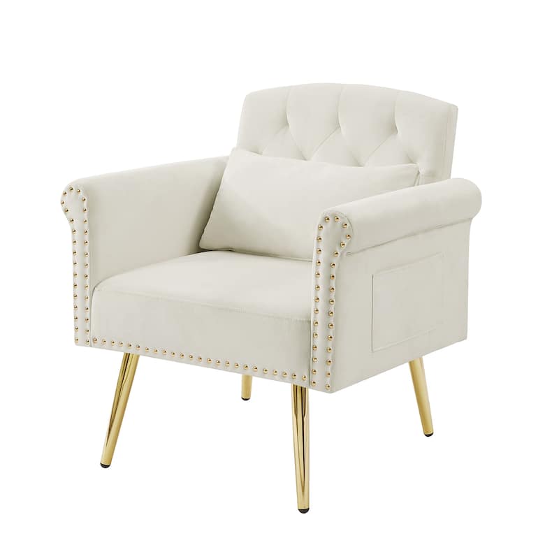 Modern velvet armchair with metal legs for Living Room, Office, Spacious Space