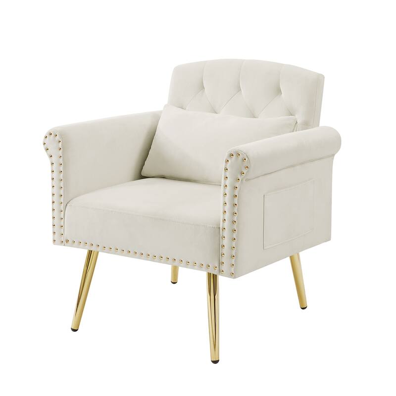 velvet armchair with metal legs for Living Room