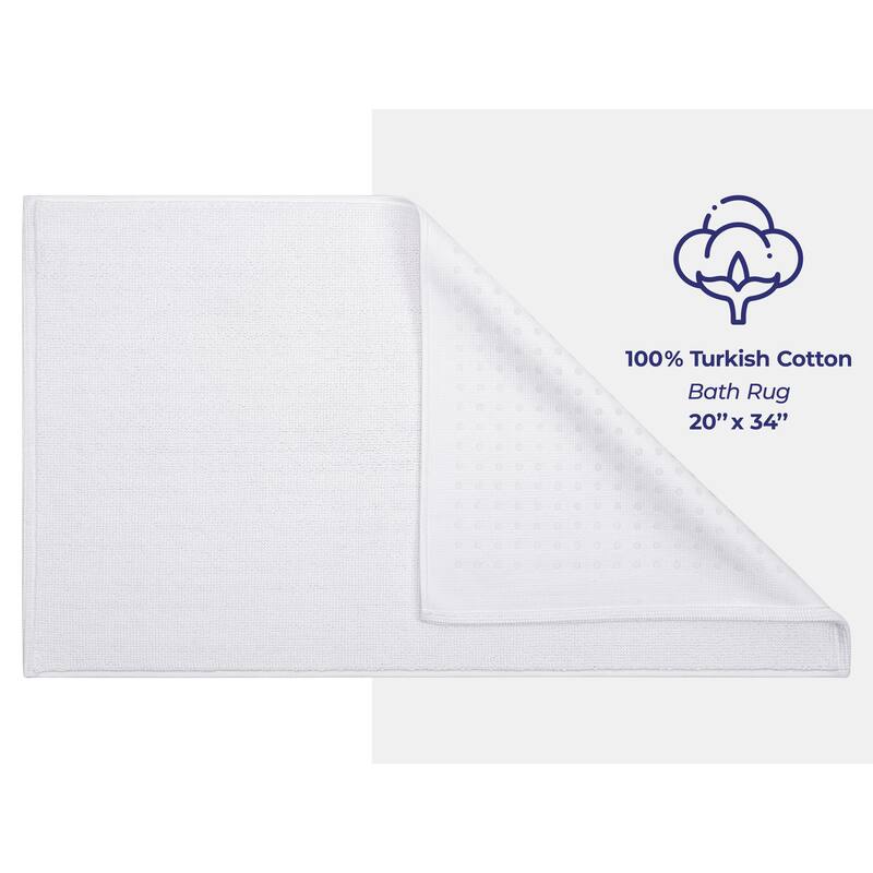 American Soft Linen 100% Cotton Bath Mat Rugs, 20x34 inches Slip Resistant Bottom Base Bath Mats for Bathroom