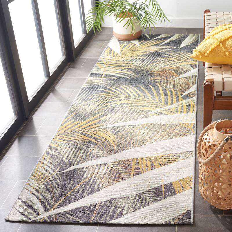 SAFAVIEH Barbados Bernadeta Tropical Botanical Waterproof Patio Backyard Rug