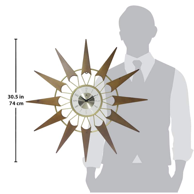 Nova Starburst Mid-century Wall Clock by Infinity Instruments - 30.5 x 1.625 x 30.5