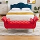 preview thumbnail 62 of 65, Armed Ottoman Bench PU Leather Bench Button Tufted Sofa Stool Bench Footrest Stoolfor Entryway, Living Room and Window