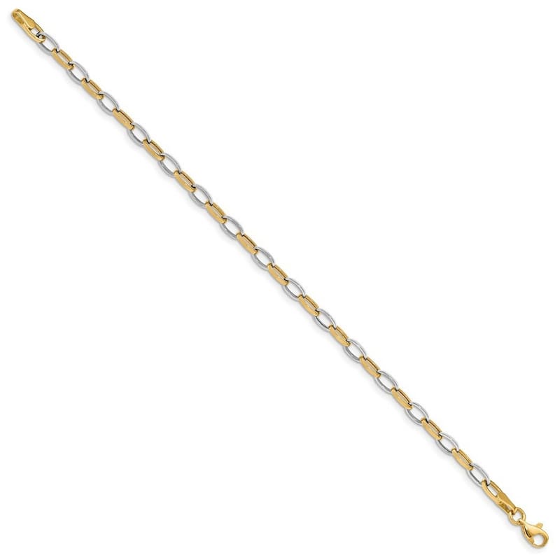 Curata 10k Two tone Gold 7.25" Polished Open Oval Cable Link Bracelet