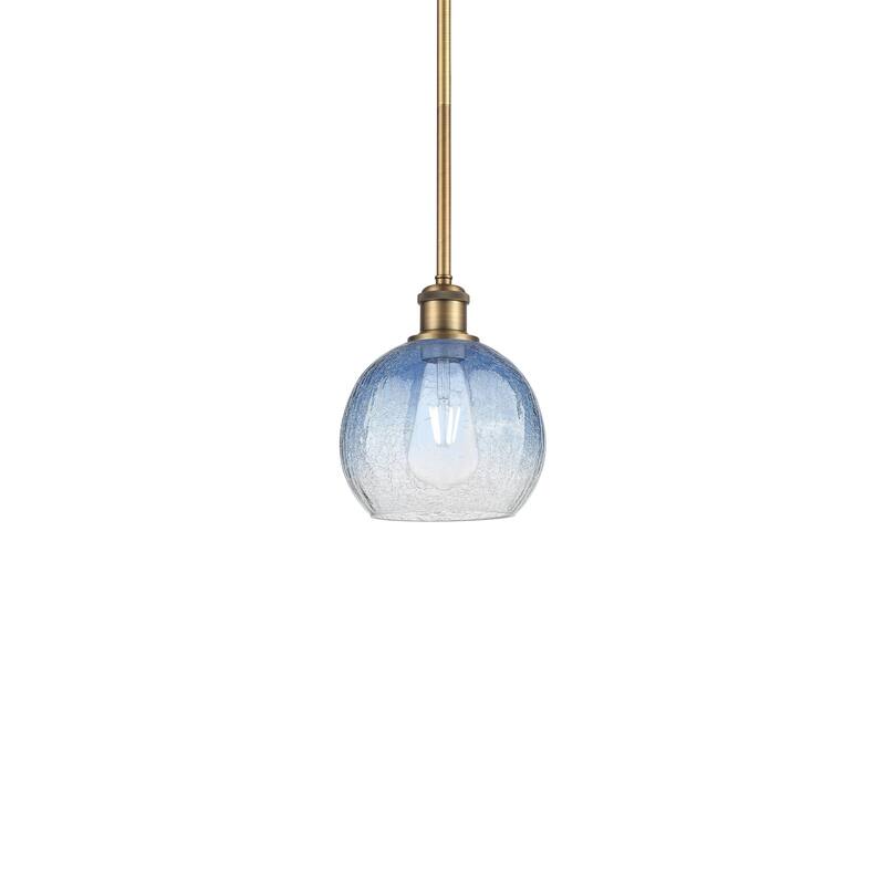 Innovations Lighting 516-1S-10-8 Brookhaven Globe Pendant Brookhaven - Brushed Brass / Sapphire Blue