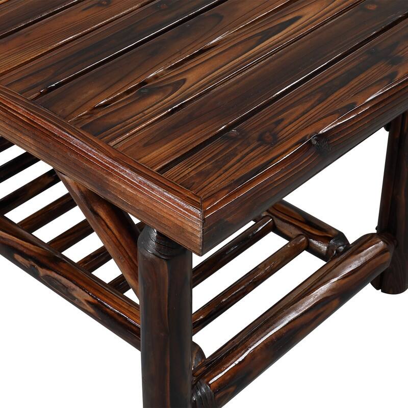 Cedar 4-Piece Wood Patio Conversation Set with Beige Cushions for Afternoon Tea & Conversation