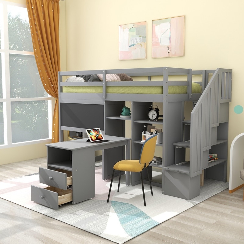 Pine loft bed with desk 2025