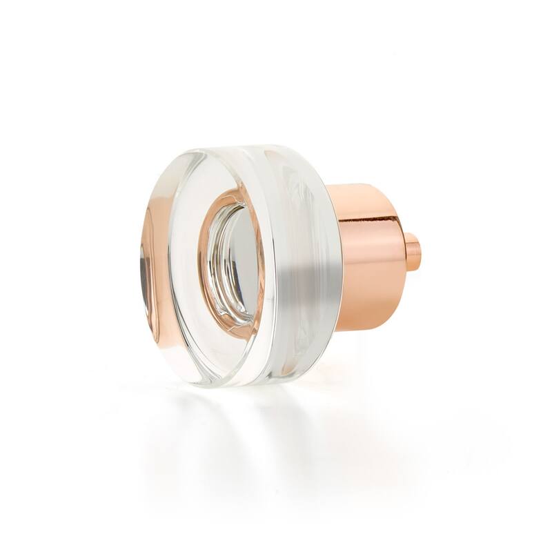 Schaub and Company City Lights 1-3/8" Round Disc Glass Cabinet Knob - Polished Rose Gold
