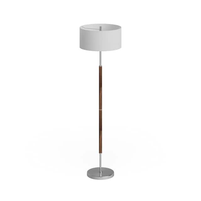 Silver Orchid Gotho Pedestal Contemporary Floor Lamp - Rustic Oak and Polished Nickel