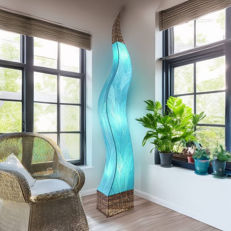 Eangee Handmade Flame Giant Lamp, Cocoa Leaves Shade, 13 x 13 x 72 in. - 13 x 13 x 72