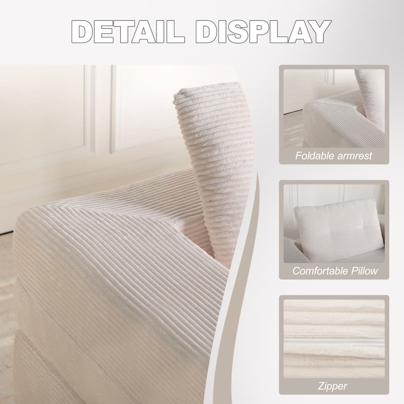 Compression Human Dog Sofa Bed for Adult & Pets, Modern Floor Couch With Pillow for Living Room Bedroom, Corduroy Fabric