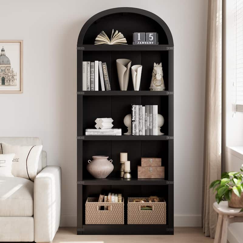 71.7" Tall Arched Bookshelf, 5-Tier Arched Display Cabinet with Storage Shelves