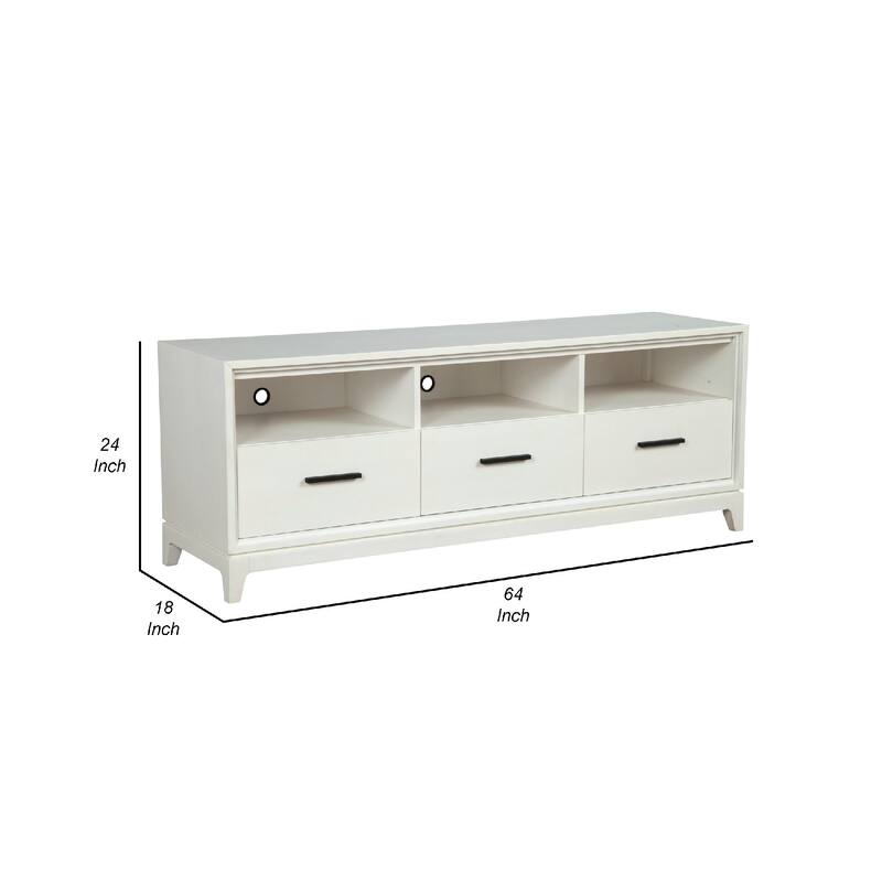 TV Console with 3 Drawers and 3 Compartments, Off White
