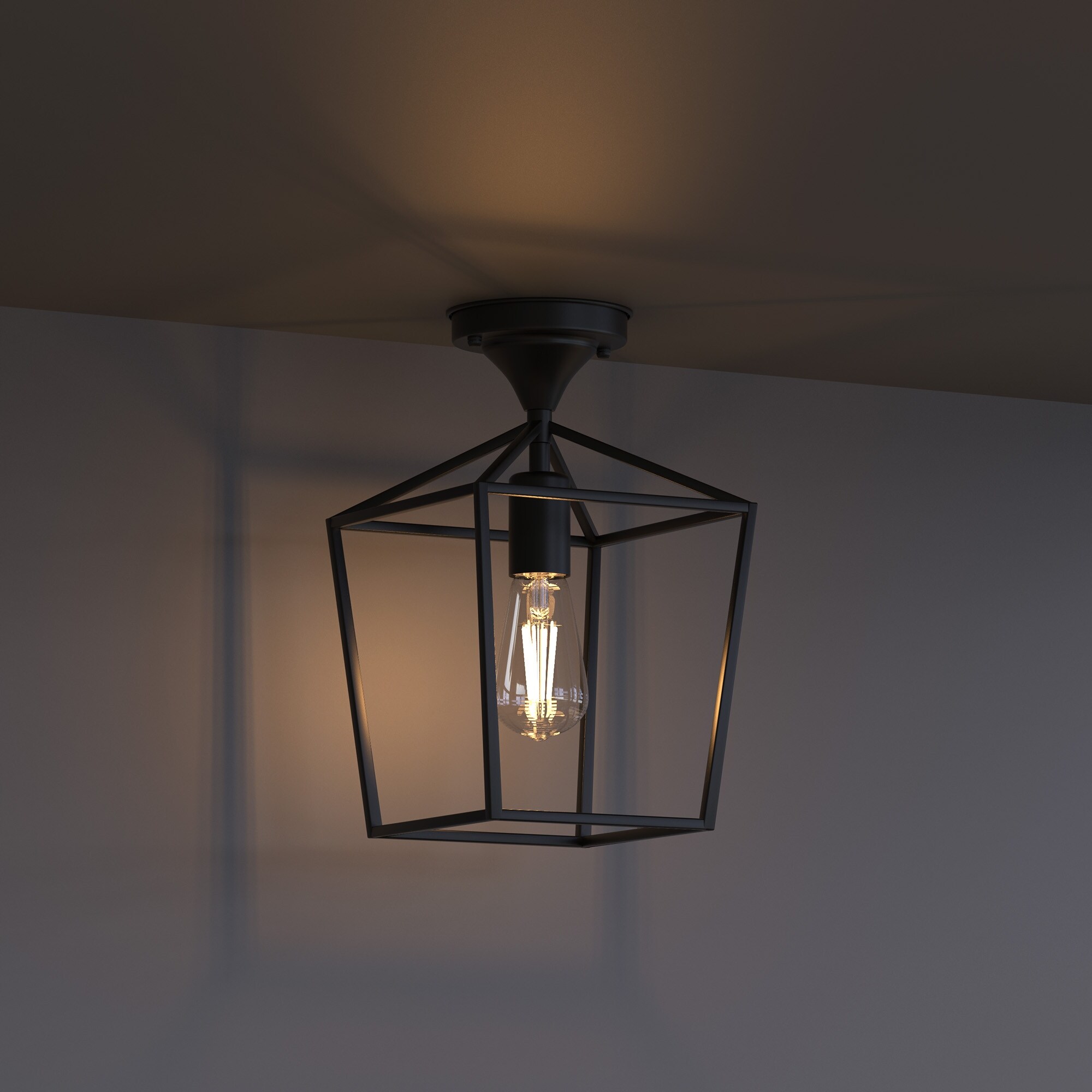 年末のプロモーション Black in. 7 YANSUN Semi Farmhouse Light Ceiling Mount Flush パーテーション・間仕切り