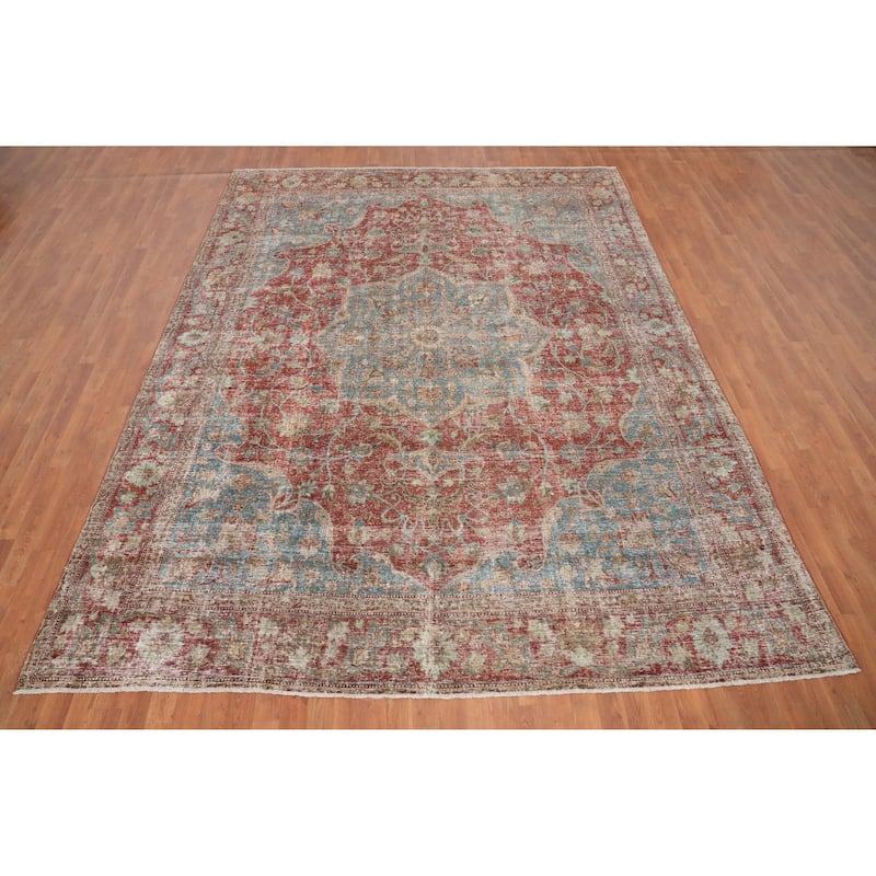 Hand Knotted Oriental 100% Wool Carpet Traditional Floral Oranges & Rust Sarouk Area Rug - 11' 7'' X 8' 9''