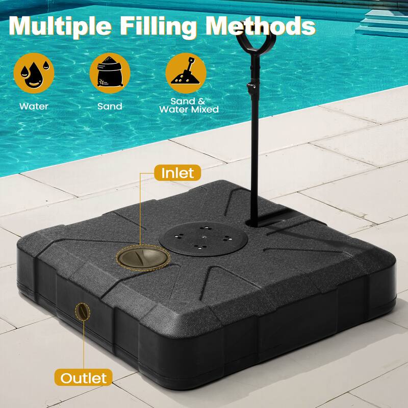 VredHom 11 FT Square Outdoor Patio Cantilever Umbrella Solar LED Lighted with Rod Base