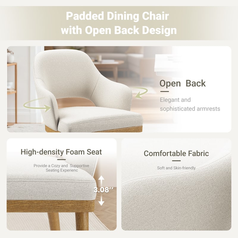 Upholstered Farmhouse Dining Chairs Modern Fabric Kitchen Side Chairs Wooden Back