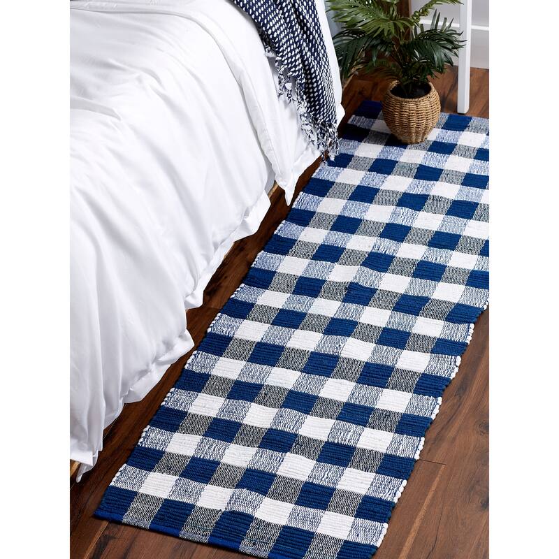 DII Antique Green & White Buffalo Check Rag Rug 26x40 inch