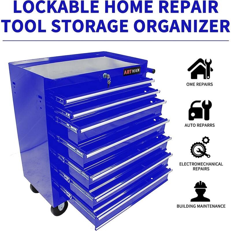 7-Drawer Rolling Tool Cart with Lock Mechanic Tool Box Storage Cabinet