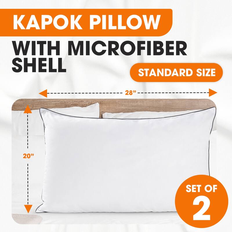 Cheer Collection Set of 2 Wood Cotton Pillows with Microfiber Shell, Standard