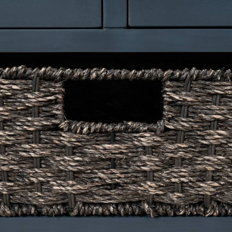 Storage Bench with Removable Basket and 2 Drawers, Fully Assembled Shoe Bench with Removable Cushion