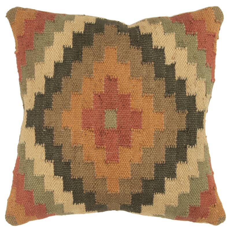 Rizzy Home Tan, Rust, and Brown Southwest Hand-crafted Throw Pillow