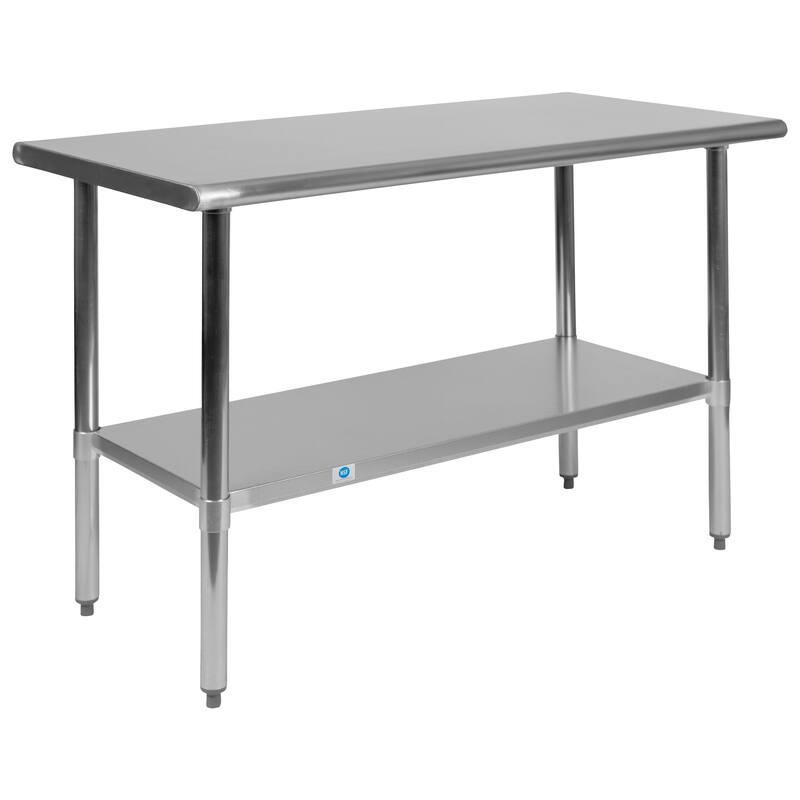 Stainless Steel 18 Gauge Work Table with Undershelf - 48"W x 24"D x 34.5"H