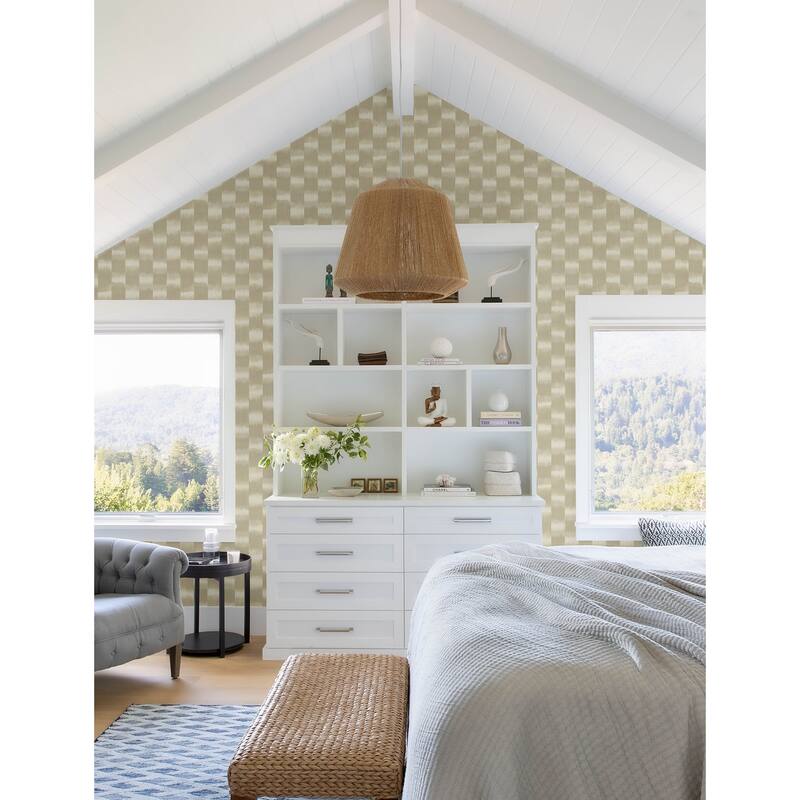 A-Street Prints Baldwin Champagne Shibori Stripe Wallpaper