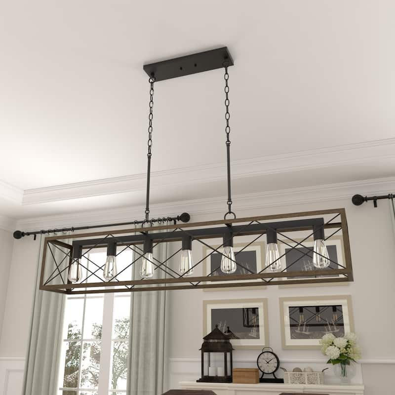 7-Light 48In Linear Modern Farmhouse Kitchen Chandelier - 48''