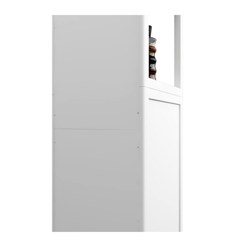 A 52-foot-tall white linen tower bamboo storage cabinet, suitable for main living spaces such as bathrooms, bedrooms, an