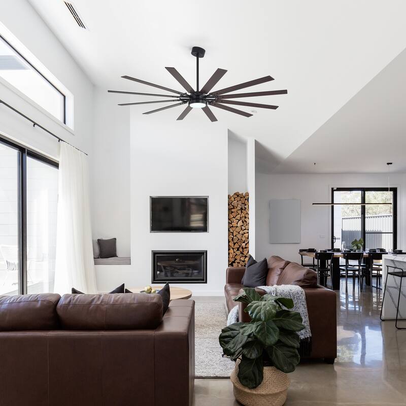 80/72/52/42-IN LED Ceiling Fan with Light Kit and Remote(5/10/12-Blade)