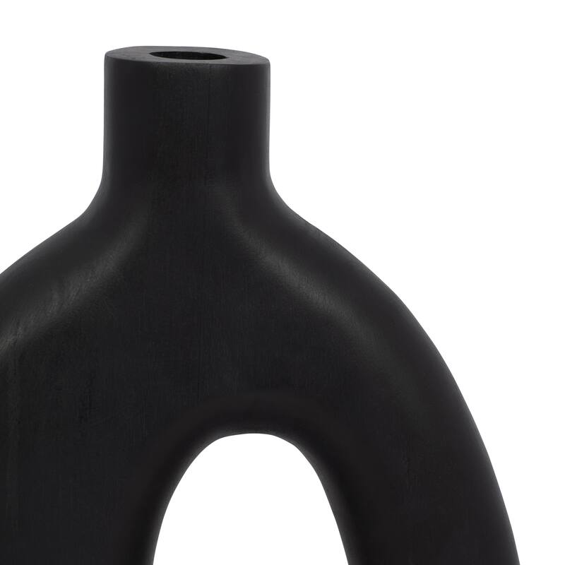 Mango Wood Modern Vase with Round Cutout Silhouette Minimalist Design