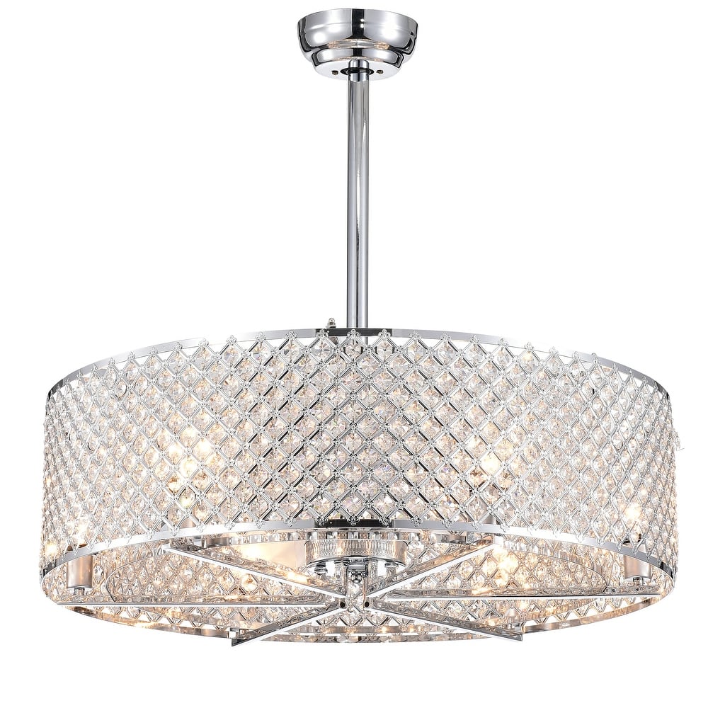 Miyaka Chrome 6-light Lighted Crystal Ceiling Fan