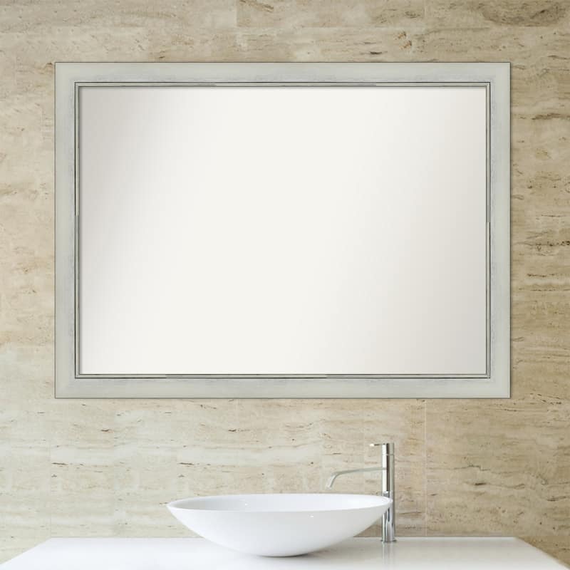 Non-Beveled Bathroom Wall Mirror - Flair Silver Patina Frame