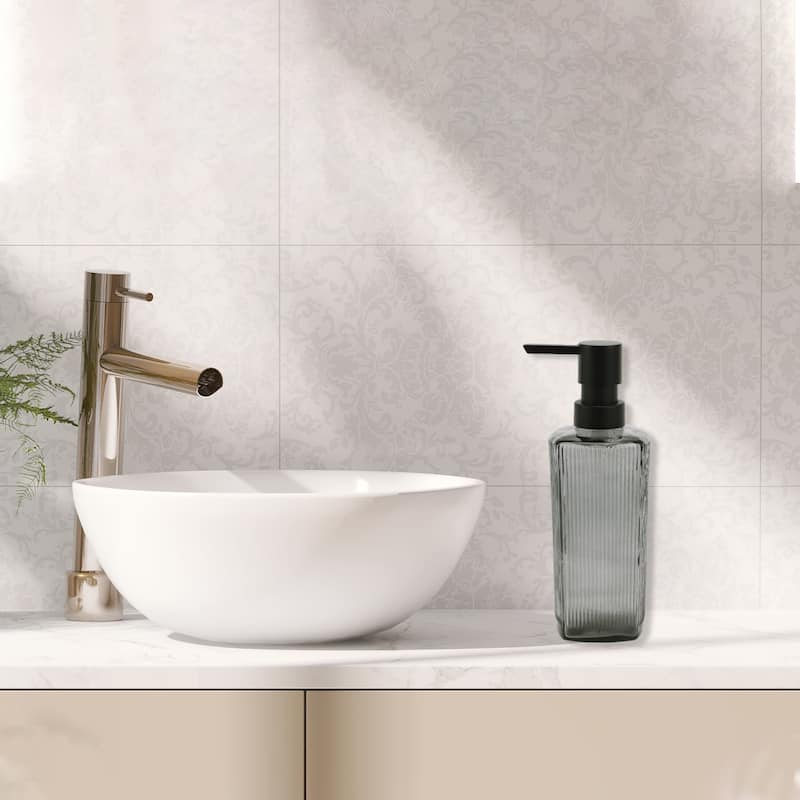 Vertical Lines Classic Soap Pump Dispenser for Hotels 350ml 1 Pcs - Clear Gray Black