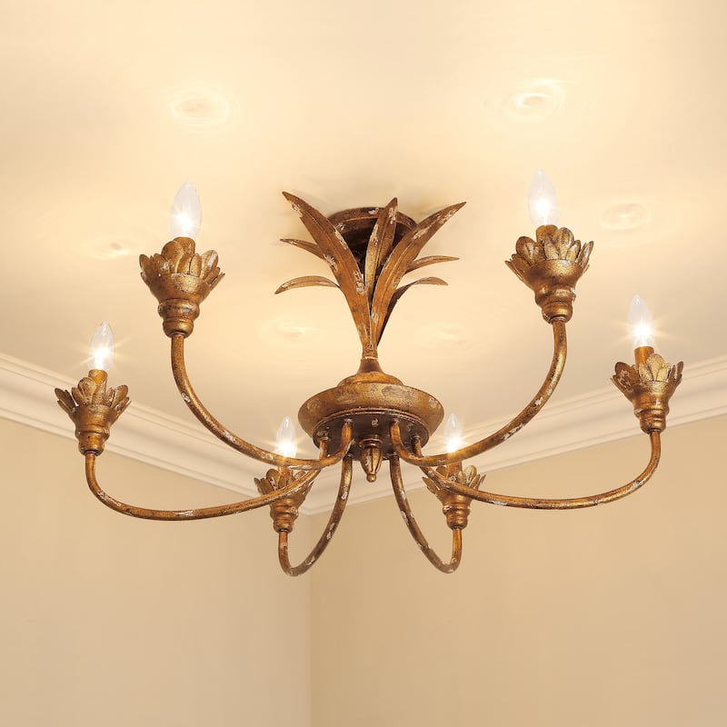 Golden Lighting 0846-6SF Lillianne 6 Light 29" Wide Semi-Flush Ceiling