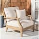 SAFAVIEH Couture Freida Wood Patio Arm Chair - 31.4" W x 35.6" L x 32.6" H - 31"W x 36"D x 33"H - Natural/White