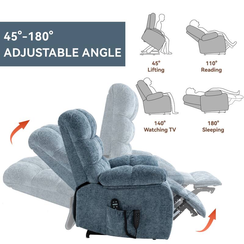 Large Dual Motor Power Lift Recliner Chair with Heat and Massage, Lazy Boy Living Room Single Recliner with Power-Remote
