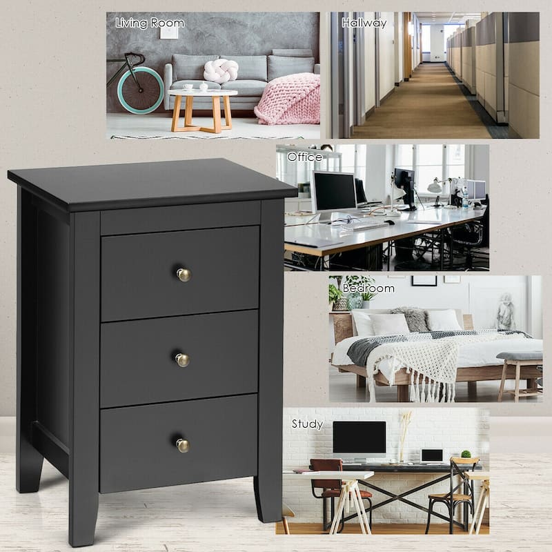 Nightstand End Beside Table Drawers Modern Storage