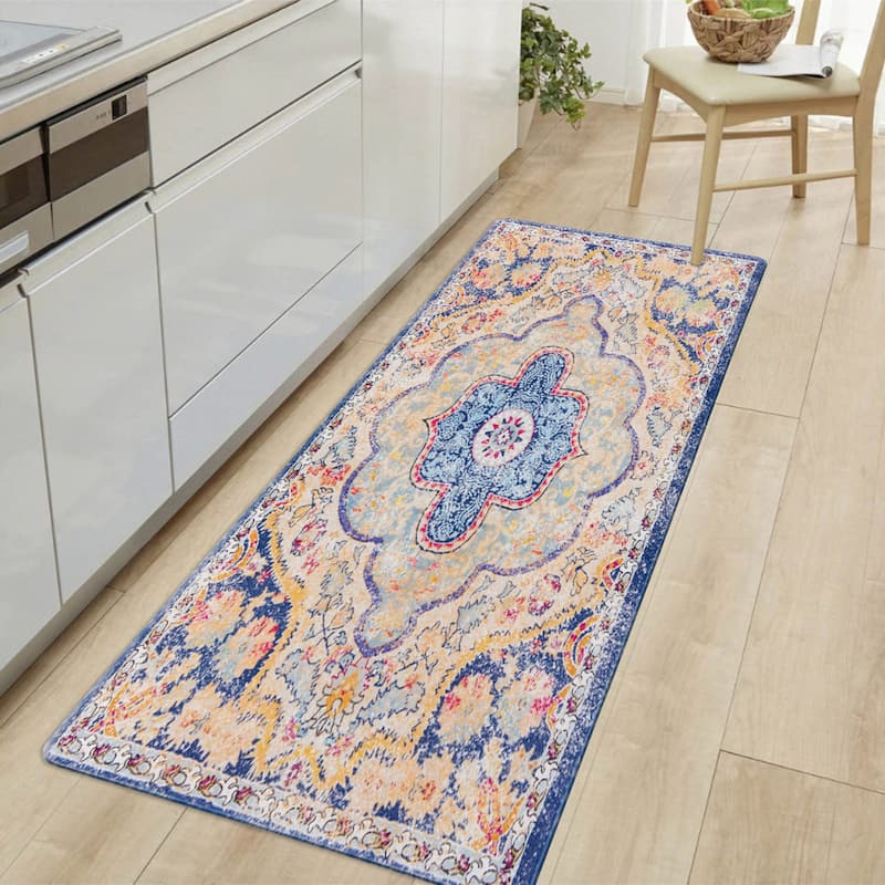 World Rug Gallery Distressed Bohemian Anti-Fatigue Standing Mat - 18"x47"