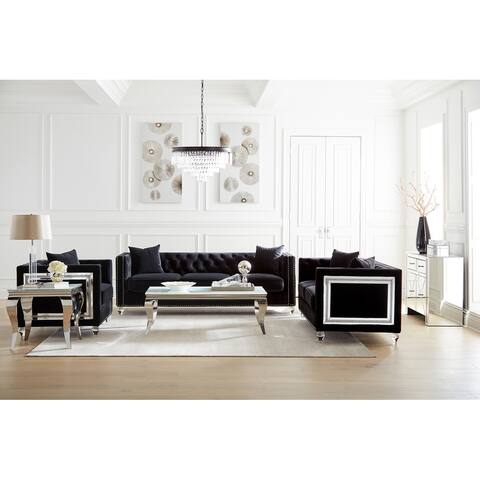 Delilah Black 2-piece Upholstered Living Room Set