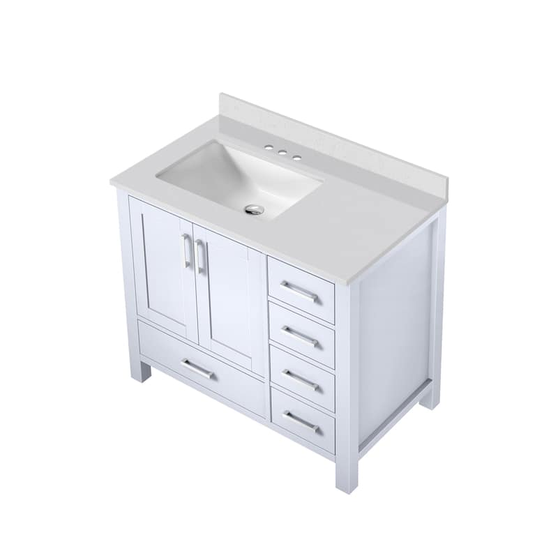 Jacques 36 in. W x 22 in. D Left Offset White Bath Vanity and White Quartz Top