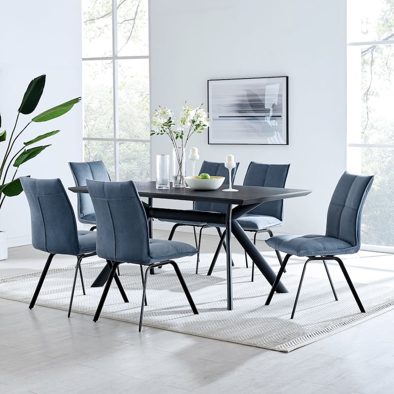 Margot 63" Light or Dark Gray Dining Table with Trestle Base