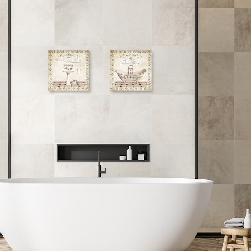 Simply Elegant Bath I, Simply Elegant Bath II by Marie Elaine Cusson Canvas Art Prints