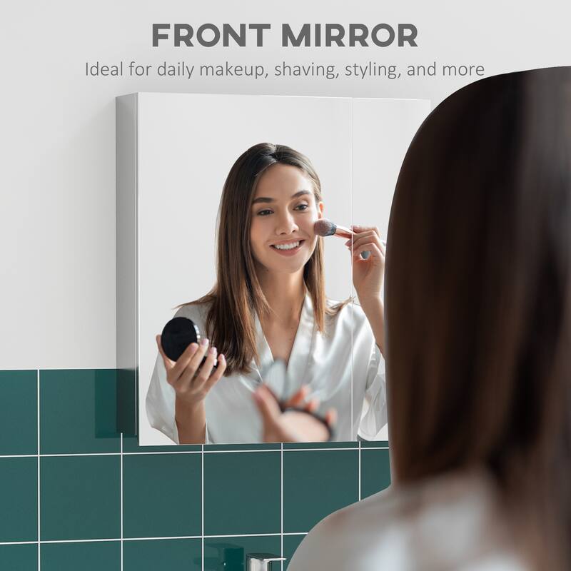 Kleankin Bathroom Mirror With Storage Shelves