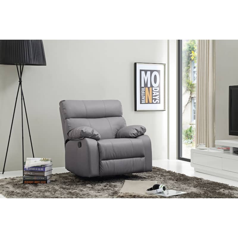 Manny Faux Leather Rocker Recliner - Gray