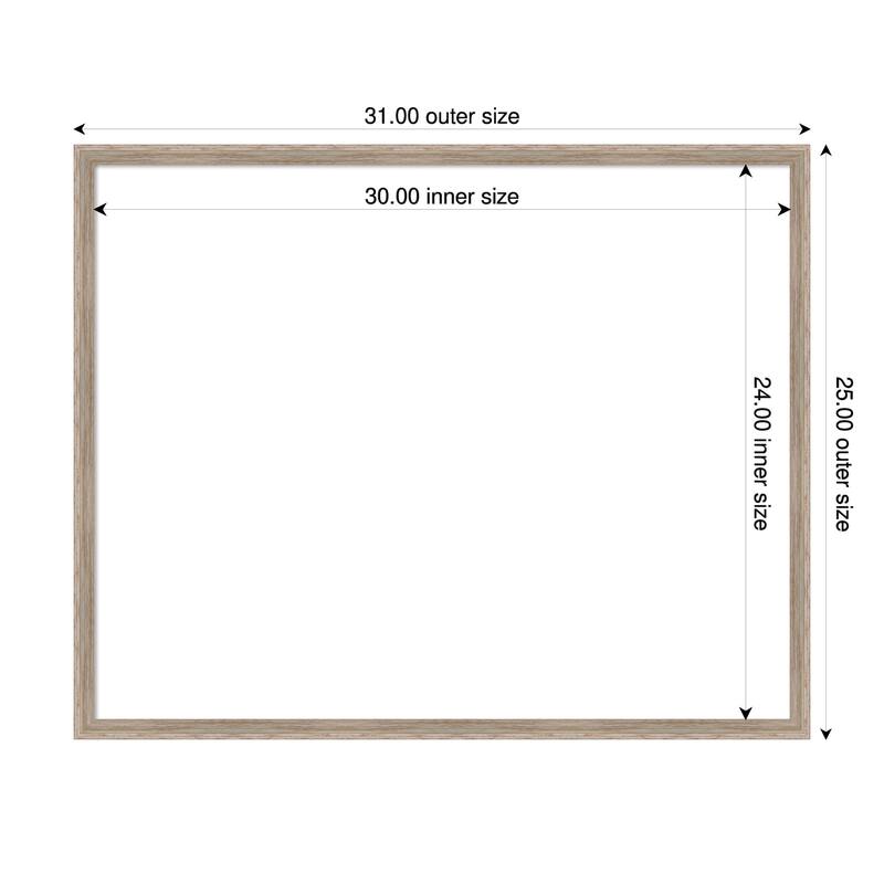 Amanti Art Hardwood Wedge Mocha Framed Dry Erase Magnetic Board - 31 x 25 in - Hardwood Wedge White Wash